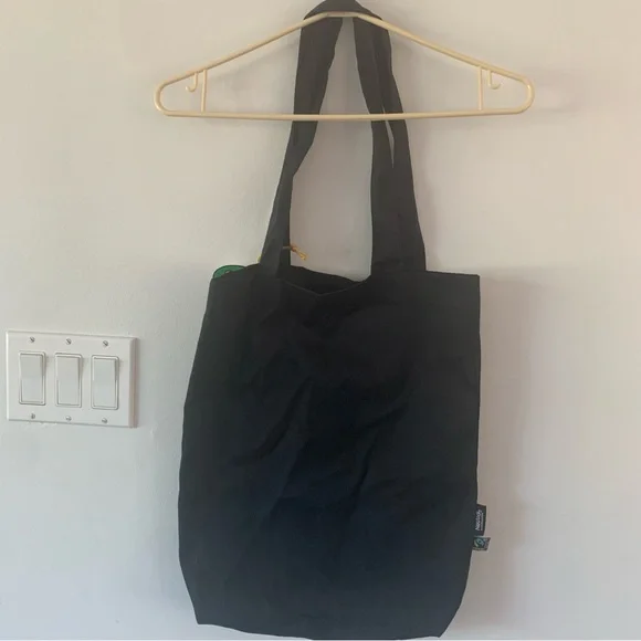 NEW Lush Black Tote Bag Logo Green Yellow Organic Cotton Eco Friendly Reusable - Picture 2 of 6